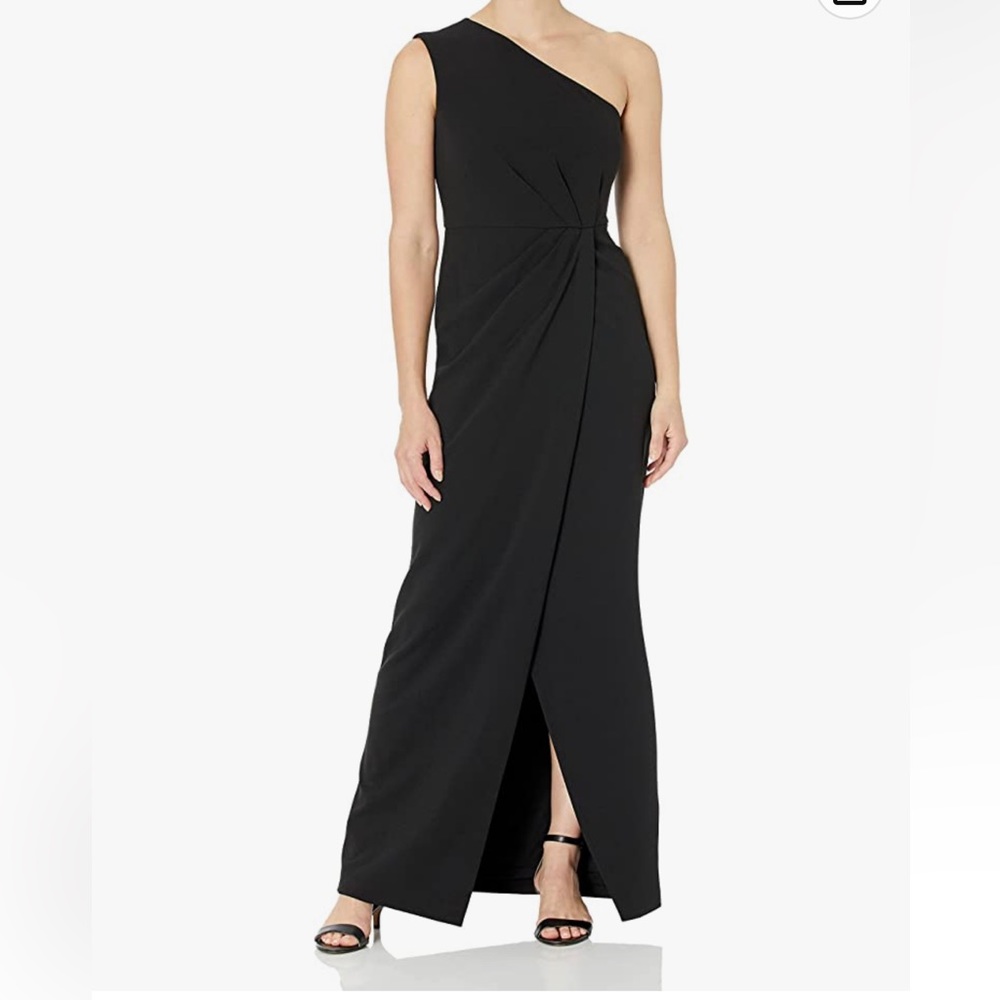 PROM DRESS - CALVIN KLEIN BLACK ONE SHOULDER EVENING GOWN